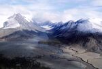 Glaciated mountains and arctic tundra