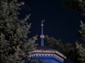 Zhakiya Kazhi Mosque (1893-1894) at night. Islam is the most widely practiced religion in Kokshetau.