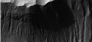 Close-up of some gullies from previous image, as seen by HiRISE under HiWish program.