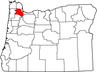 Map of Oregon highlighting واشنطن