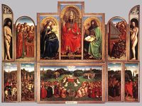 The Ghent Altarpiece: The Adoration of the Mystic Lamb (interior view), painted 1432