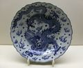 A Ming Dynasty blue-and-white procelain dish with depiction of a dragon