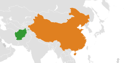Map indicating locations of Afghanistan and People's Republic of China