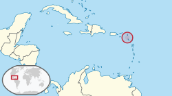 موقع  سنت أوستاتيوس  (circled in red) in the Caribbean