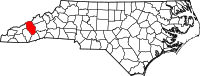 Map of North Carolina highlighting هايوود