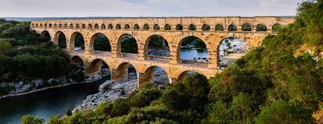 The three-story Roman Pont du Gard aqueduct