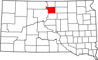 Map of South Dakota highlighting والورث