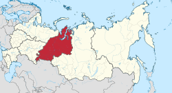 موقع منطقة الأورال الاتحادية في روسيا.