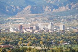 Colorado Springs with Front Range in background