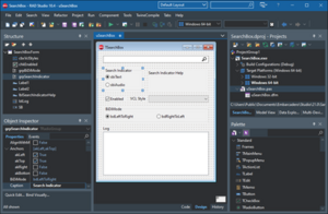 Screenshot of Delphi 10.4, with the visual form editor being used to create an application
