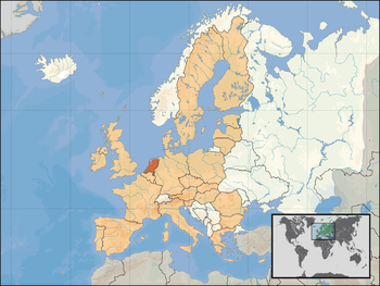 موقع the  Map caption  (orange) – on the European continent  (camel & white) – in the European Union  (camel)  —  [Legend]