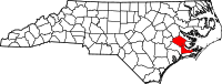 Map of North Carolina highlighting كرافين
