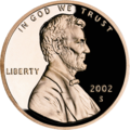 Lincoln cent with cameo effect, obverse