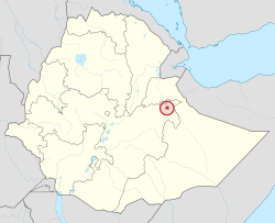 خريطة إثيوپيا موضح عليها موقع منطقة هراري.