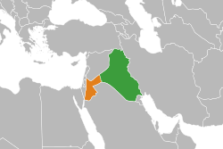 Map indicating locations of Iraq and Jordan