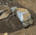 "Sutton Inlier" rock on Mars – broken by the Curiosity rover (January 31, 2013).[4]