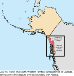 Map of the change to the United States in northwest North America on July 15, 1870