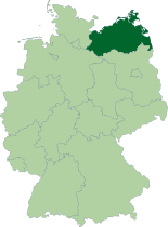 Map of Germany, location of مكلن‌بورگ-فورپومرن highlighted