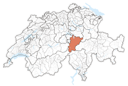 خريطة سويسرا، موقع كانتون اوري highlighted