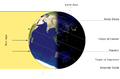 Illumination of Earth by Sun at the southern solstice.