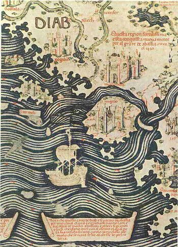 "مدينة مقديشو" على خريطة فرا مورو من العصور الوسطى.