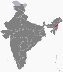 موقع  ناگالاند  (red) in India  (dark grey)