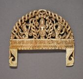 Comb with Vishnu adored by serpents; 1750–1800; ivory with traces of paint; 6.99 x 7.94; from Nepal; Los Angeles County Museum of Art