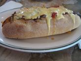 A Philly cheese steak, a type of submarine sandwich