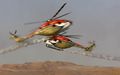 HAL Dhruvs of Saarang helicopter Aerobatics Team at a display