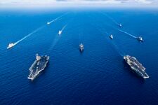 The USS Dwight D. Eisenhower and USS USS Gerald R. Ford carrier strike groups in November 2023.jpg