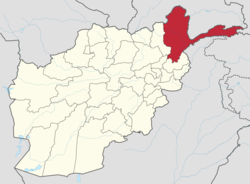 خريطة أفغانستان وتطهر فيها بدخشان