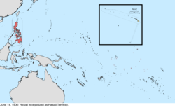 Map of the change to the United States in the Pacific Ocean on June 14, 1900