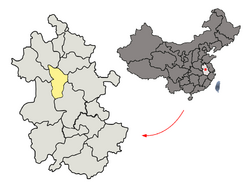 Location of Huainan City jurisdiction in Anhui