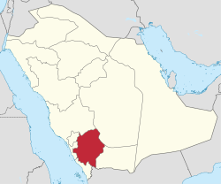 خريطة المملكة العربية السعودية توضح منطقة عسير