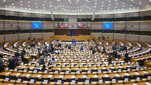 European parliament hemicycle in Brussels, Belgium