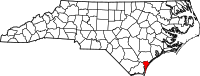 Map of North Carolina highlighting نيوهانوفر