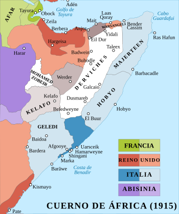 سلطنة غلدي والمناطق المجاورة عام 1914، في جنوب الصومال.