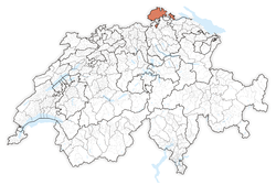خريطة سويسرا، موقع كانتون شافهاوزن highlighted