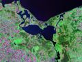 Szczecin Lagoon as seen by Landsat c. 2000.