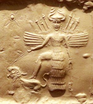 Ishtar on an Akkadian seal.jpg