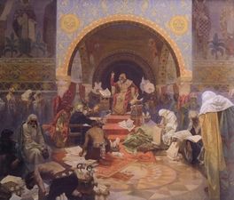 Mucha's الملحمة السلاڤية cycle No.4: Tsar Simeon I of Bulgaria (1923)