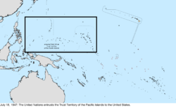 Map of the change to the United States in the Pacific Ocean on July 18, 1947