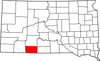 Map of South Dakota highlighting بنيت