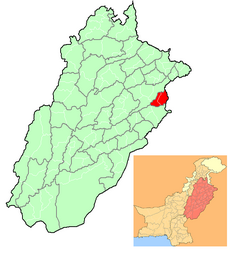 Location of Lahore in Punjab, Pakistan.