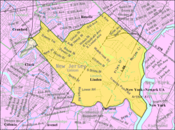 خريطة مكتب التعداد لمدينة ليندن، نيوجرزي.
