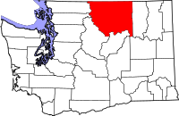 Map of Washington highlighting أوكانوغان