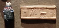Late uruk/ Jeldet Nasr period cylinder seal (3350-2900 BC).