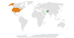 Map indicating locations of Afghanistan and United States