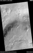 Wide view of gullies in Arkhangelsky Crater, as seen by HiRISE under HiWish program