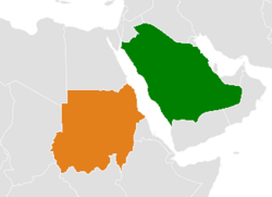 Map indicating locations of Saudi Arabia and Sudan